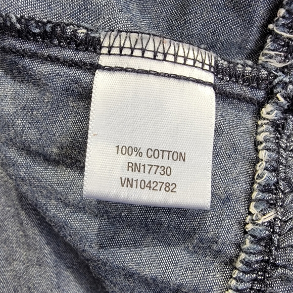 Cherokee Girls Denim Dress Ruffle Puff Sleeve Buttons 100% Cotton Size 7/8 - Picture 7 of 10